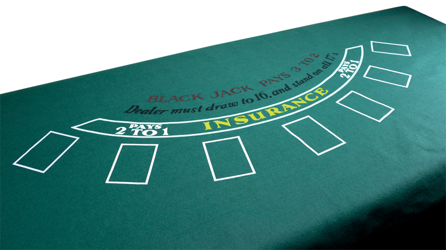 Green Blackjack Table Felt - Gaming Table Top for Blackjack